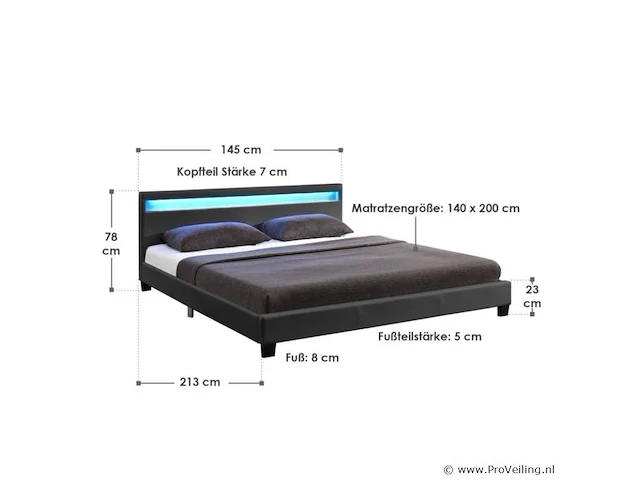 Kunstleren bed paris 140x200cm - afbeelding 2 van  10