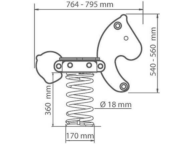 Kunstof veertoestel "pony" - 79,5x30x58,5 cm - afbeelding 4 van  5
