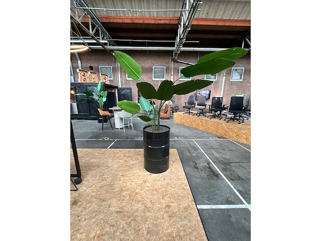 Kunstplant in 200 liter olie drum (3x) - afbeelding 2 van  3