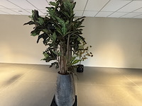 Kunstplant in houten vaas, croton tree - afbeelding 1 van  7
