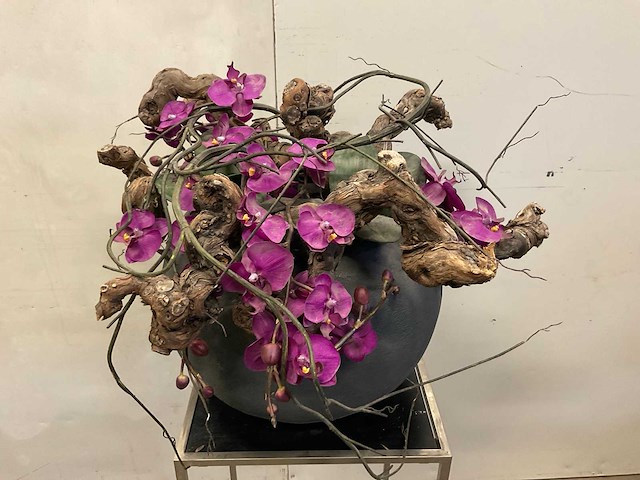 Kunstplant orchidee met pot - afbeelding 5 van  5