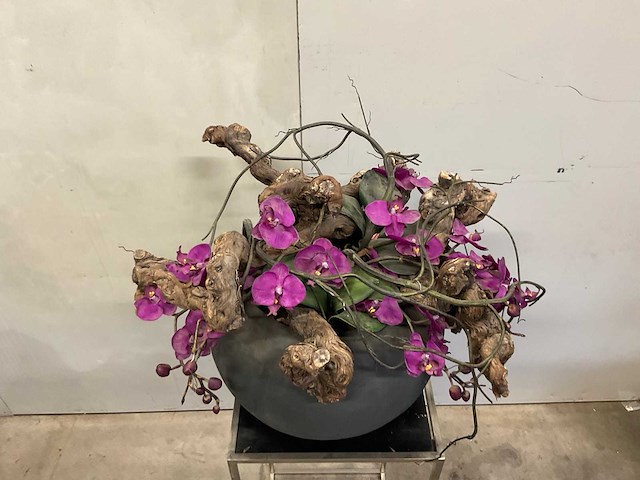 Kunstplant orchidee met pot - afbeelding 3 van  5