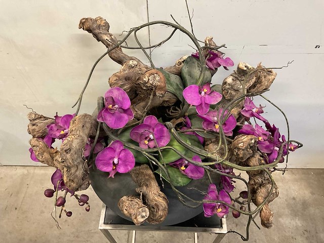 Kunstplant orchidee met pot - afbeelding 4 van  5