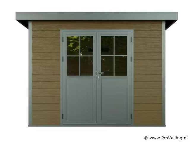 Kunststof tuinhuis 320 x 320 x 232 cm - bruin - afbeelding 2 van  4