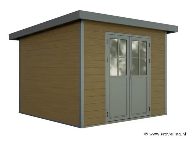 Kunststof tuinhuis 320 x 320 x 232 cm - bruin - afbeelding 3 van  4