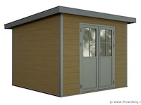 Kunststof tuinhuis 320 x 320 x 232 cm - bruin - afbeelding 3 van  4