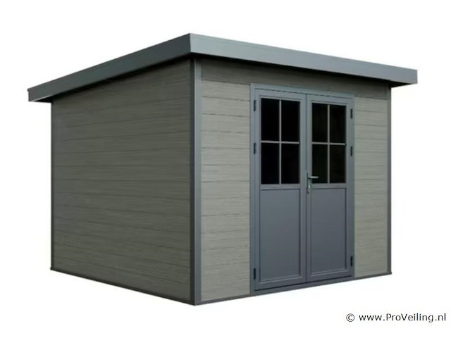 Kunststof tuinhuis 320 x 320 x 232 cm - graniet - afbeelding 2 van  4