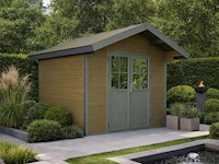 Kunststof tuinhuis 336 x 320 x 268 cm - bruin