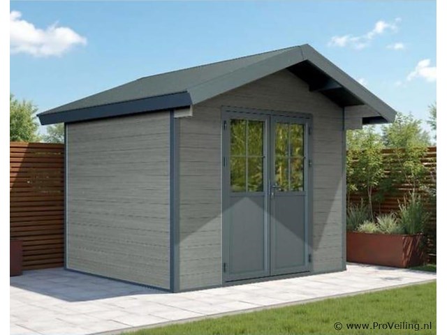 Kunststof tuinhuis 336 x 320 x 268 cm - graniet - afbeelding 5 van  5