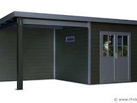 Kunststof tuinhuis met overkapping 560 x 330 x 247 cm - zwart - afbeelding 2 van  4