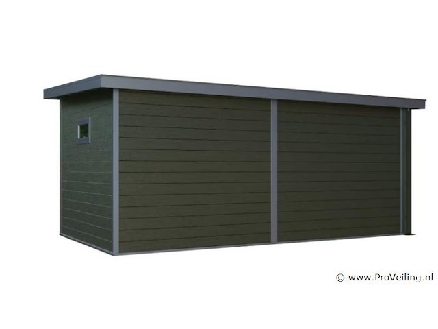 Kunststof tuinhuis met overkapping 560 x 330 x 247 cm - zwart - afbeelding 3 van  4