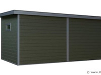 Kunststof tuinhuis met overkapping 560 x 330 x 247 cm - zwart - afbeelding 3 van  4