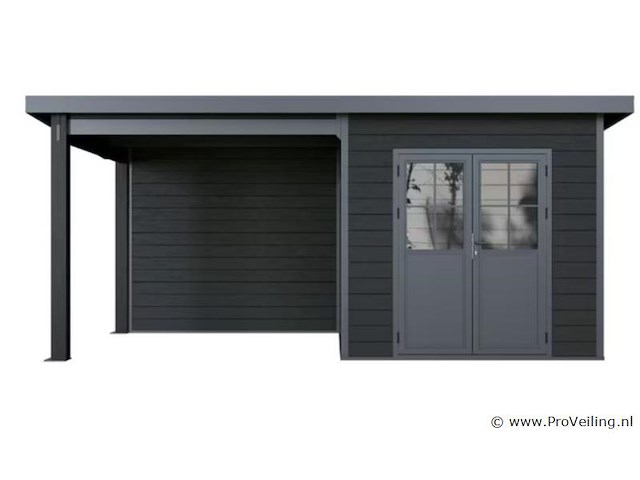 Kunststof tuinhuis met overkapping 560 x 330 x 247 cm - zwart - afbeelding 4 van  4