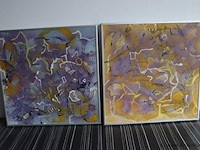 Kunstuitleen maassluis olieverfdoek "zomer" in lijst - 2 stuks - afbeelding 1 van  9