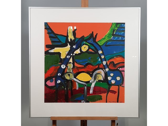 Kunstwerk, gemengde techniek, maya wildevuur, dieren, 1993 - afbeelding 2 van  7