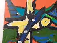 Kunstwerk, gemengde techniek, maya wildevuur, dieren, 1993 - afbeelding 4 van  7