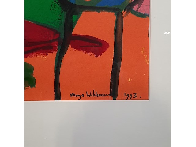 Kunstwerk, gemengde techniek, maya wildevuur, dieren, 1993 - afbeelding 5 van  7