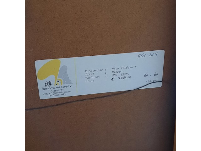 Kunstwerk, gemengde techniek, maya wildevuur, dieren, 1993 - afbeelding 7 van  7