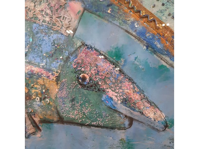 Kunstwerk, gemengde techniek, maya wildevuur, vis, 1990 - afbeelding 5 van  8