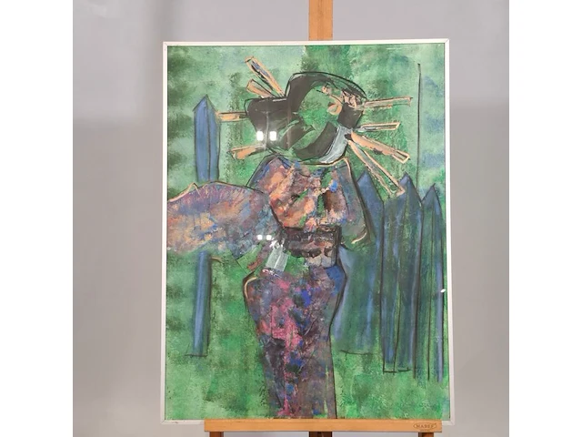 Kunstwerk in lijst, maya wildevuur, geisha op de rug - afbeelding 2 van  8