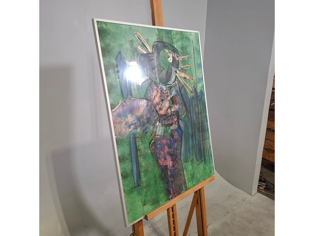 Kunstwerk in lijst, maya wildevuur, geisha op de rug - afbeelding 3 van  8