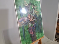 Kunstwerk in lijst, maya wildevuur, geisha op de rug - afbeelding 3 van  8