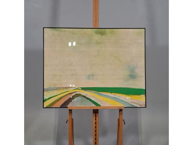 Kunstwerk in lijst, maya wildevuur, landschap, 1987 - afbeelding 2 van  8