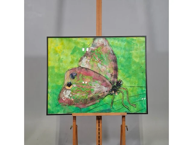 Kunstwerk in lijst, maya wildevuur, vlinder, 1990 - afbeelding 2 van  9