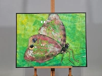 Kunstwerk in lijst, maya wildevuur, vlinder, 1990 - afbeelding 2 van  9