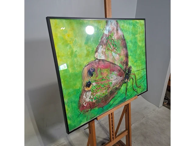 Kunstwerk in lijst, maya wildevuur, vlinder, 1990 - afbeelding 5 van  9