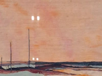 Kunstwerk in lijst, zijde, maya wildevuur, compositie, 1987