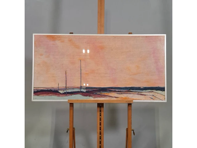 Kunstwerk in lijst, zijde, maya wildevuur, compositie, 1987 - afbeelding 2 van  9
