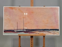 Kunstwerk in lijst, zijde, maya wildevuur, compositie, 1987 - afbeelding 2 van  9