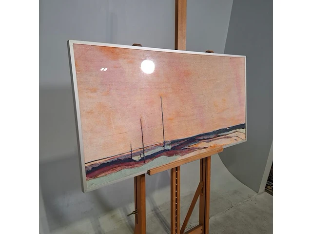 Kunstwerk in lijst, zijde, maya wildevuur, compositie, 1987 - afbeelding 5 van  9