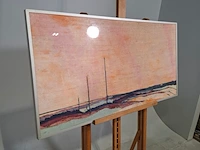 Kunstwerk in lijst, zijde, maya wildevuur, compositie, 1987 - afbeelding 5 van  9