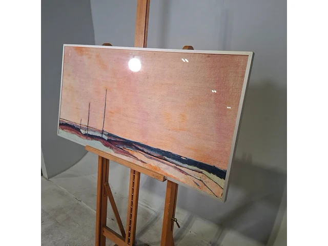 Kunstwerk in lijst, zijde, maya wildevuur, compositie, 1987 - afbeelding 6 van  9