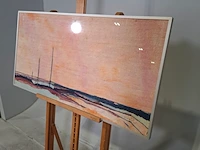 Kunstwerk in lijst, zijde, maya wildevuur, compositie, 1987 - afbeelding 6 van  9