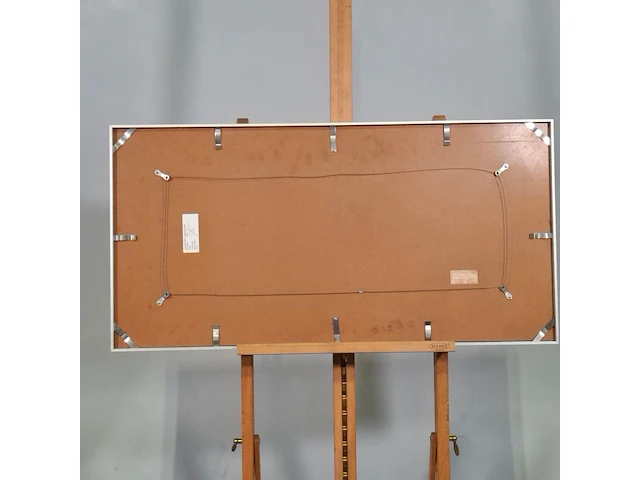 Kunstwerk in lijst, zijde, maya wildevuur, compositie, 1987 - afbeelding 8 van  9