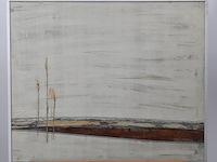 Kunstwerk, maya wildevuur (1944-2023), strandpalen - zijdecollage - afbeelding 2 van  9