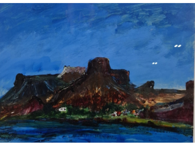 Kunstwerk, maya wildevuur, oranjerivier, zuid-afrika, 2000 - afbeelding 1 van  8