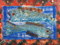 Kunstwerk, maya wildevuur, vissen