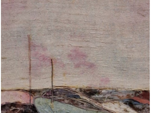 Kunstwerk, maya wildevuur, zijde collage - compositie - afbeelding 1 van  10