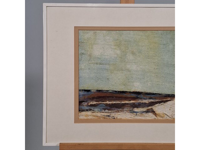 Kunstwerk, maya wildevuur, zijdecollage - strand - afbeelding 5 van  9