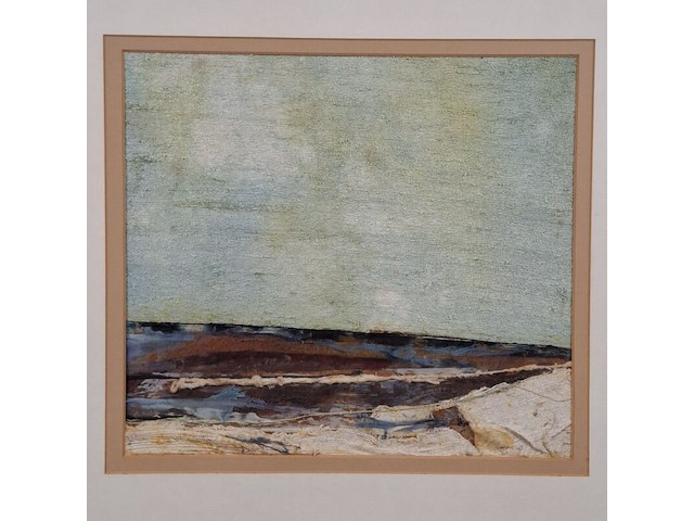 Kunstwerk, maya wildevuur, zijdecollage - strand - afbeelding 7 van  9