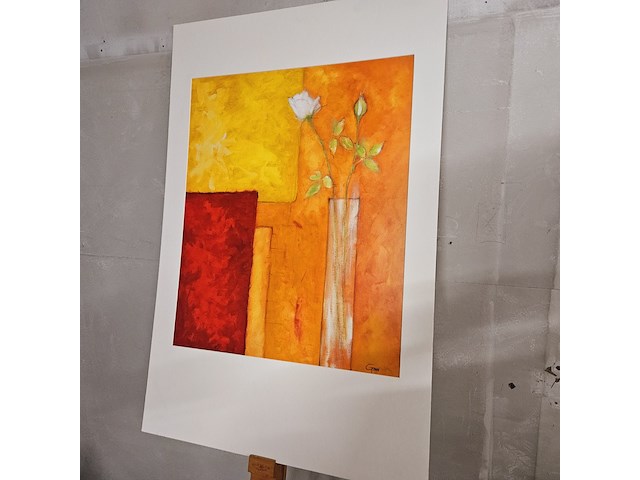 Kunstwerk van kunstenaar gunter gohn - ''rosen auf warmem rot'' - afbeelding 1 van  3