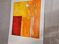 Kunstwerk van kunstenaar gunter gohn - ''rosen auf warmem rot'' - afbeelding 1 van  3