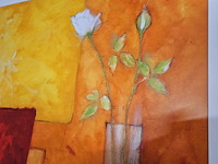 Kunstwerk van kunstenaar gunter gohn - ''rosen auf warmem rot'' - afbeelding 2 van  3