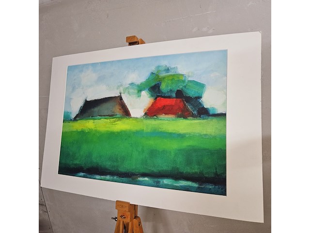 Kunstwerk van kunstenaar marian beek - ''boerderij achter de dijk'' - afbeelding 1 van  5