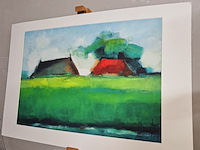 Kunstwerk van kunstenaar marian beek - ''boerderij achter de dijk'' - afbeelding 1 van  5