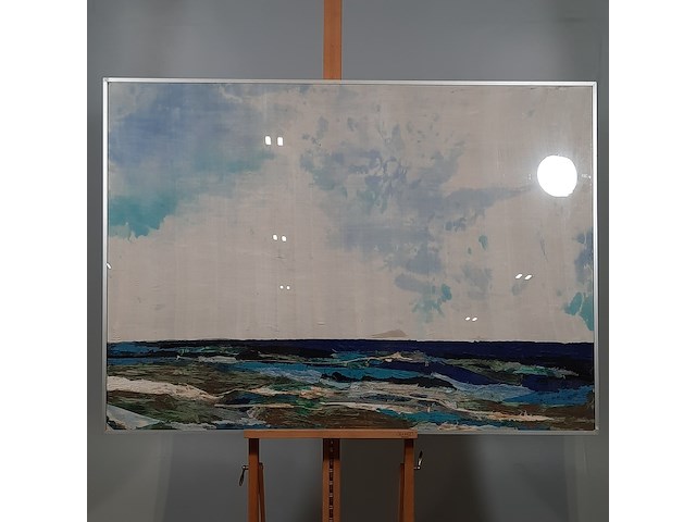 Kunstwerk, zijde collage, maya wildevuur, noordzee - afbeelding 2 van  8